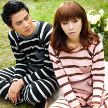睡衣男女2011秋冬新歌瑞尔七彩暖阳爱心摇粒绒长袖情侣家居服套装
