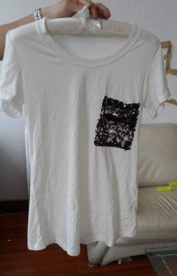 2012夏现货★<span class=H>Basic</span><span class=H>House</span>百家好女装正品hmts428a 闪闪口袋短袖T恤