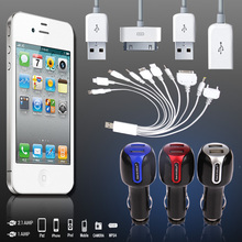 凌匠 万能手机 车载充电器 双usb 十合一 苹果 iphone 汽车充电器