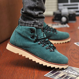  秋冬韩版英伦时尚男士休闲板鞋林弯弯潮流行百搭磨砂皮厚底男鞋子