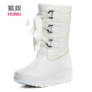 淘金币 年终大促冬季新款女真皮靴摇摇跟女鞋雪地靴羽绒靴保暖中