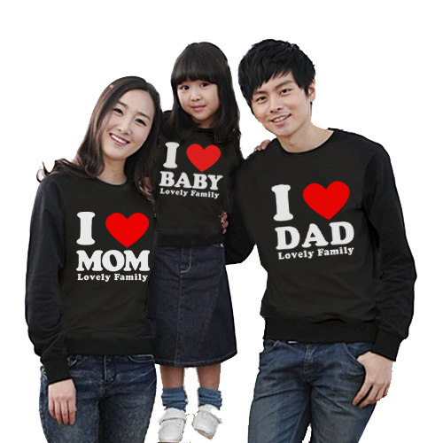 2011冬装新款 秋冬韩版显瘦卡通长袖亲子装全家装秋装卫衣爱心