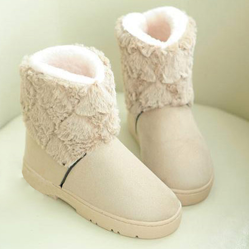 保暖厚底短筒女雪地...
