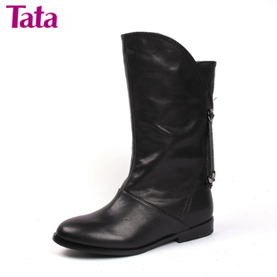  【活动】Tata/他她 牛皮FYU66D 冬季新品 平底/中筒 女皮靴 正品