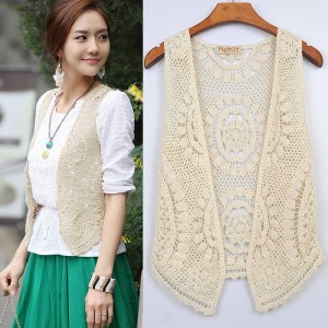 夏季新款 韩版休闲 时尚百搭 镂空棉<em>针织</em>小<em>马甲</em>