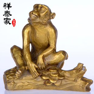  祥泰家开光铜猴子摆件铜猴摆件工艺品家居摆设十二生肖猴摆饰预定