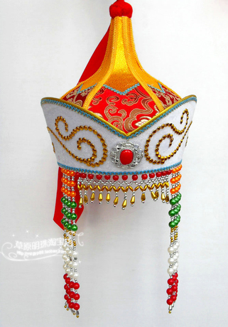 女士<em>蒙古</em>族头饰 尖顶<em>蒙古女帽</em> 舞蹈帽新娘帽 香