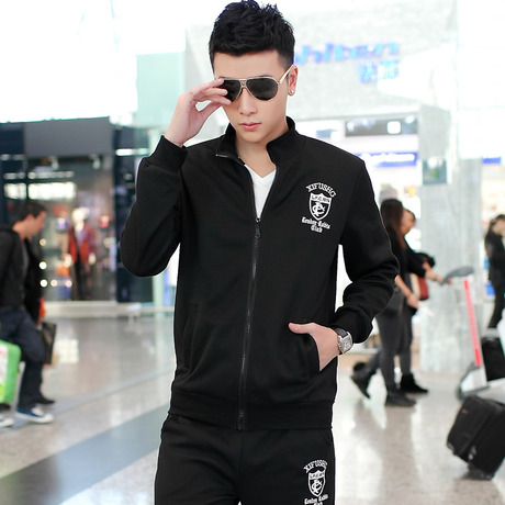 韩版修身潮流夏季男士卫衣运动套装外套薄款男