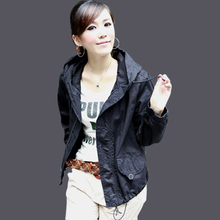 茵曼女装2010新春装带里布纯棉洗水连帽短款休闲爆款外套09-8001