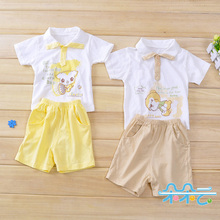 12年夏款 可爱小动物图案婴幼儿套装/儿童纯棉小翻领套装TT-2