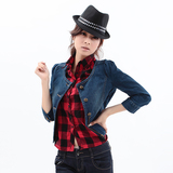 以纯2012春季新款女装高腰中袖百搭牛仔外套11121219 189元