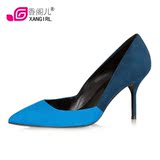 【天猫新风尚】香阁儿 欧美女鞋拼色尖头高跟真皮羊皮单鞋23056