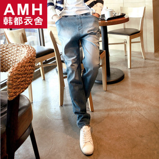  AMH男装韩国春装新款韩版男士系带哈伦牛仔裤ZQ翎亓