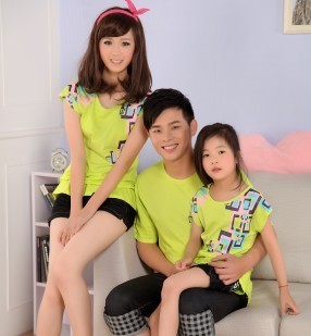  亲子装夏装 瑞丽温馨时尚韩版 家庭装父子母女装999全家装