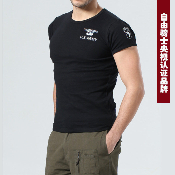 Outdoor army lost us the 101th Airborne Division black cotton sweat tight short-sleeve t-shirt 3,010