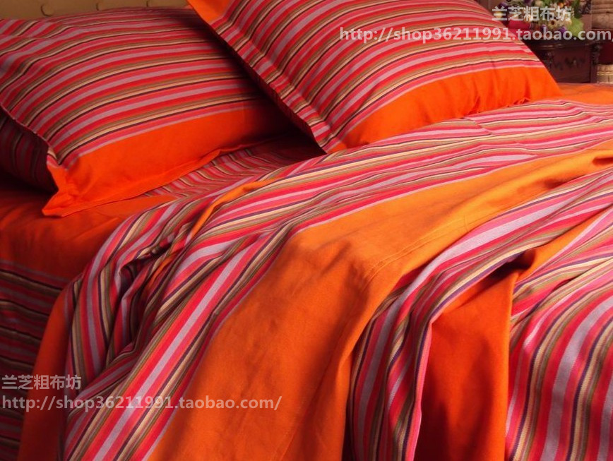 21 yarn high quality Worsted Cotton manual The old coarse cloth AA Double Four piece suit 2.5*2.5 ricein the Bedclothes , Bedding Sets/Family of four/Multiple sets of category - from Buy2taobao.com to provide professional Taobao agent buy service