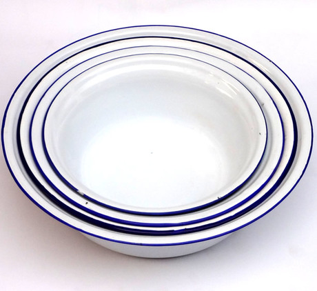 搪瓷碗 怀旧 搪瓷饭盆老式盆子汤碗汤盆纯白色蓝边 16-22cm多尺寸-淘宝网