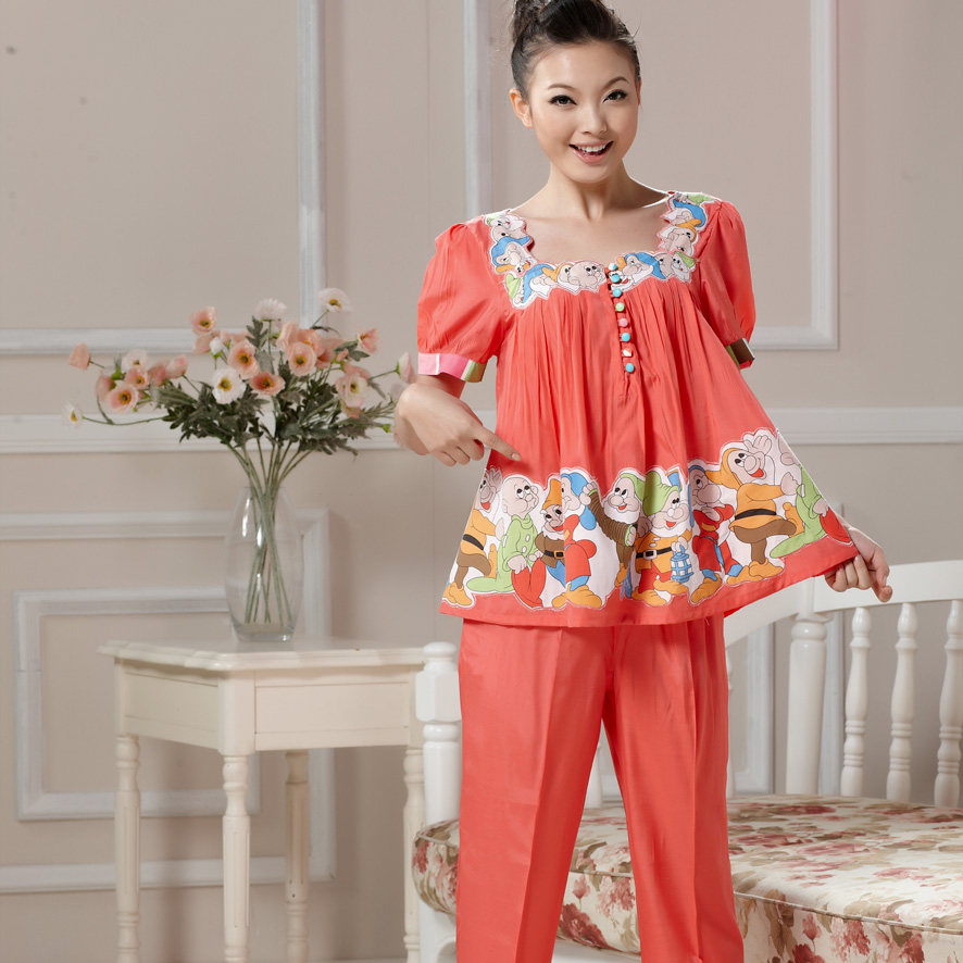 女士<em>睡衣</em>/家居服,夏季精梳纯棉布梭织女士卡通