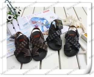  外贸超酷男儿时尚柳钉明线夹趾魔术扣儿童沙滩鞋/运动鞋/凉鞋