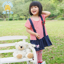 包邮波波龙夏装纯棉裙子 女宝宝牛仔裙1 2 3 4 5岁小童装连衣裙