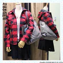 春装新款外套 <span class=H>格子</span>衬衫 女款可脱卸帽棉服棉袄（小熊仔）正品棉衣