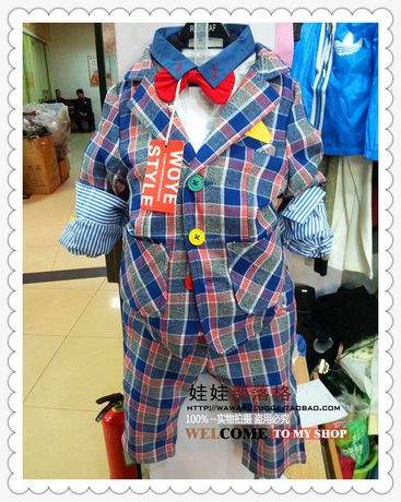 2014春新款喔也woye正品男中童英伦风格子套