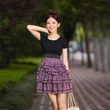 2012春装新款女装碎花复古甜美公主裙夏季打底裙拼接修身连衣裙
