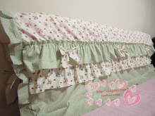 田园简约纯棉床品床头罩床头套防尘罩 可夹棉 布艺定做