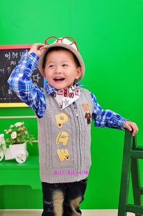  春秋款儿童棉线背心 儿童针织马甲背心/棉线马甲