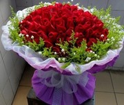 红玫瑰99朵花束生日祝福鲜花求婚订婚送花上海花店 同城鲜花速递
