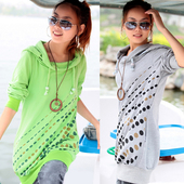 A loss Clearance Korean Women wild cotton loose long-sleeved hooded cloak long section of the sweater