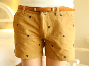 061307晶咕家 百搭休闲显瘦<em>刺绣骷髅头</em>图案短