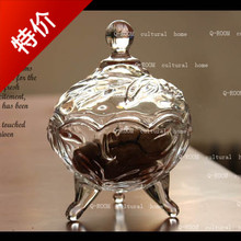 【特色家饰】科尔马仿水晶玻璃收纳盒 干果盘 糖果罐 盘特价10元