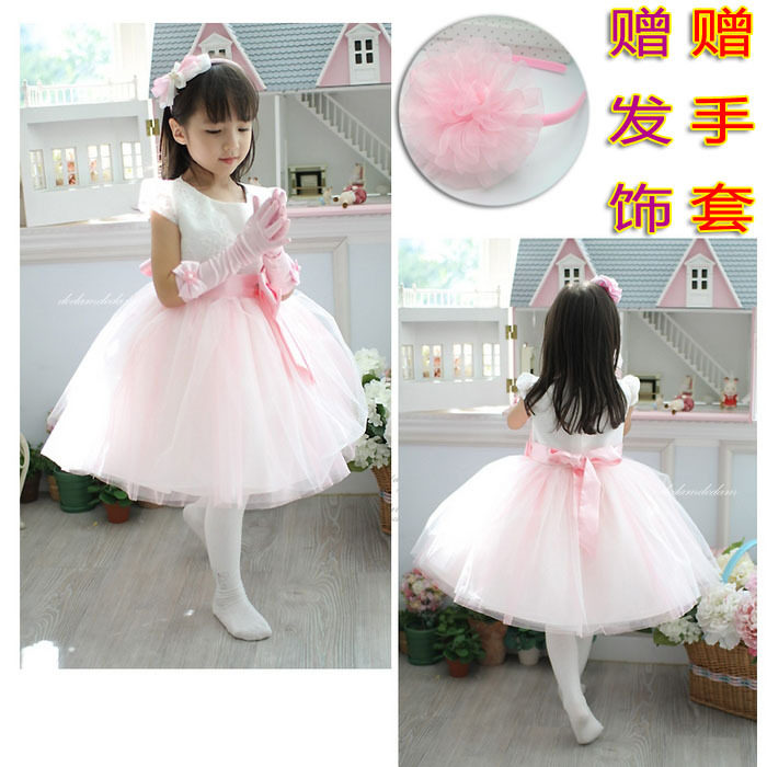 <em>儿童</em>演出服女童斜肩礼服裙绿叶纱裙中小学生大
