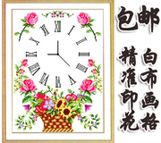 印花十字绣钟表，花篮表客厅，卧室大幅挂画十字绣