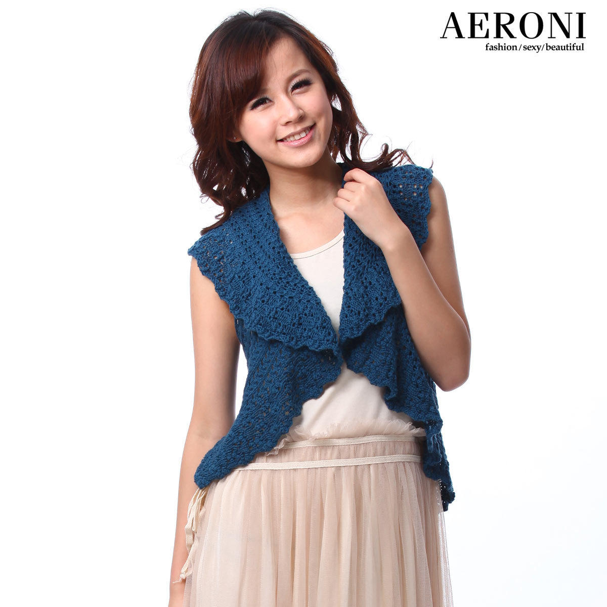 艾偌尼秋装新款<em>镂空开衫</em>披肩<em>针织衫</em>RY11080