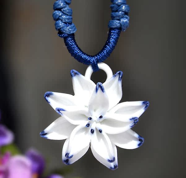 |陶瓷首饰青花瓷白玉兰...