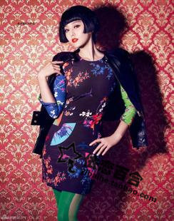 versace for HM* 范思哲范冰冰同款复古摩登碎花长袖连衣裙 现货