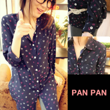 【PANPAN】CS-100 超柔顺真丝质地学院味道船锚LOGO长款衬衫