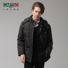 卡帝乐鳄鱼cartelo 男装专柜正品2011新款中长款商务羽绒服冬0631