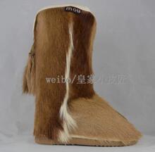 孤品☆MOU雪地靴子正品女外贴南非进口跳羚皮加羊皮毛一体内里