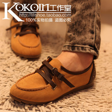 KOKOIN2012新款春季女鞋单鞋系带拼色铆钉平跟低帮鞋休闲鞋子