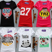 Value of 9.9 yuan Korean white cotton round neck printed cartoon t-shirts short-sleeved female backing shirt woman T Wholesale