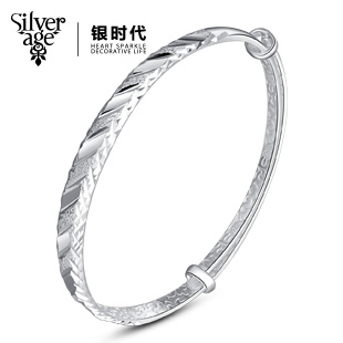 银时代专柜正品【惜福】990足银手镯 纯银饰品 足银 镯子 送礼 银时代专柜正品【惜福】990足银手镯 纯银饰品 足银 镯子 送礼