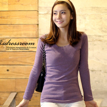 2012 autumn new ladies ' t-shirt woman long sleeves t shirts slim clothes dress Korean end of solid color shirts