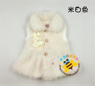  秋冬新款儿童针织背心 宝宝立体兔子加绒马甲 兔子绣花保暖背心