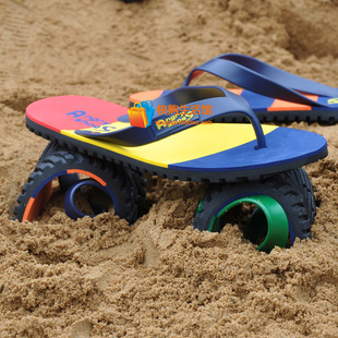  坦克鞋 夏季 男拼色人字拖鞋 大码沙滩鞋 橡胶底 防滑耐磨