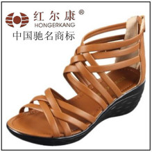 2012新款 专柜正品红尔康 女鞋凉鞋时尚罗马坡跟复合底韩版鞋1586