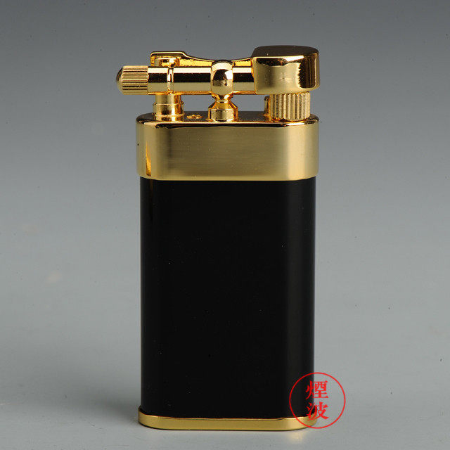 烟波致爽阁★日本PEARL 2-72903R-10 黑漆金带 烟斗打火机