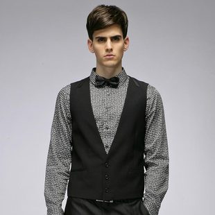 GXG专柜正品秋装新款时尚黑色男士V领三粒单排扣西服马甲13109590